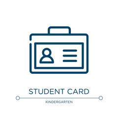 Student card icon. Linear vector illustration from college collection. Outline student card icon vector. Thin line symbol for use on web and mobile apps, logo, print media.
