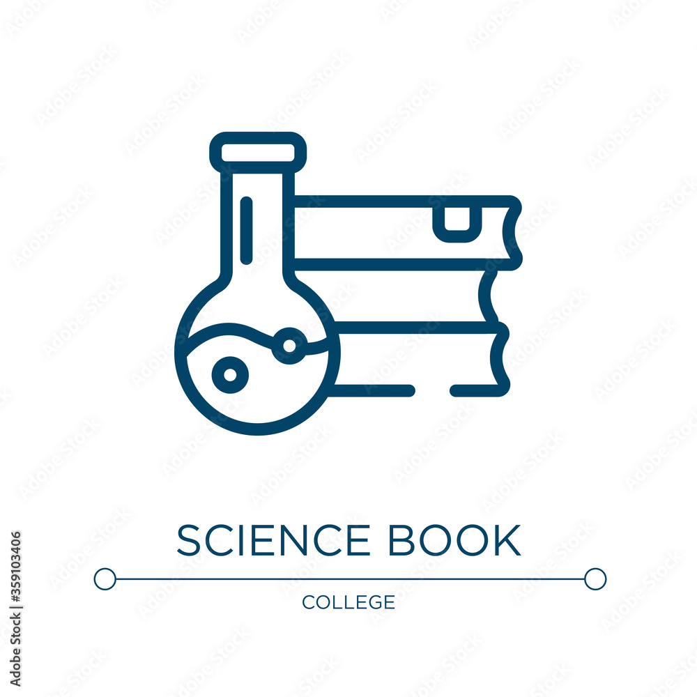 Poster science book icon. linear vector illustration from laboratory collection. outline science book icon 