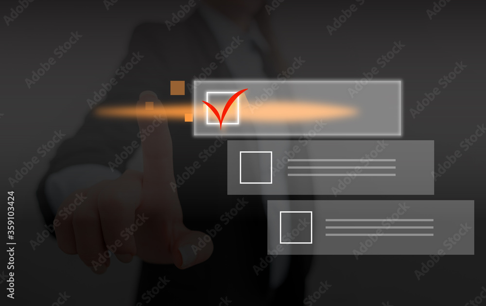 Aufkleber hand ticking checklist red mark empty square prioritizing important list