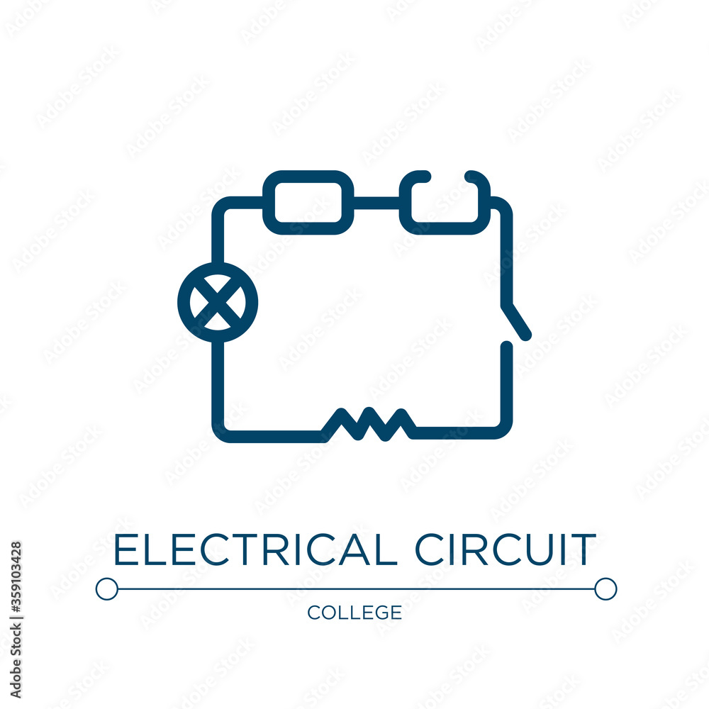 Poster electrical circuit icon. linear vector illustration from physics collection. outline electrical circ