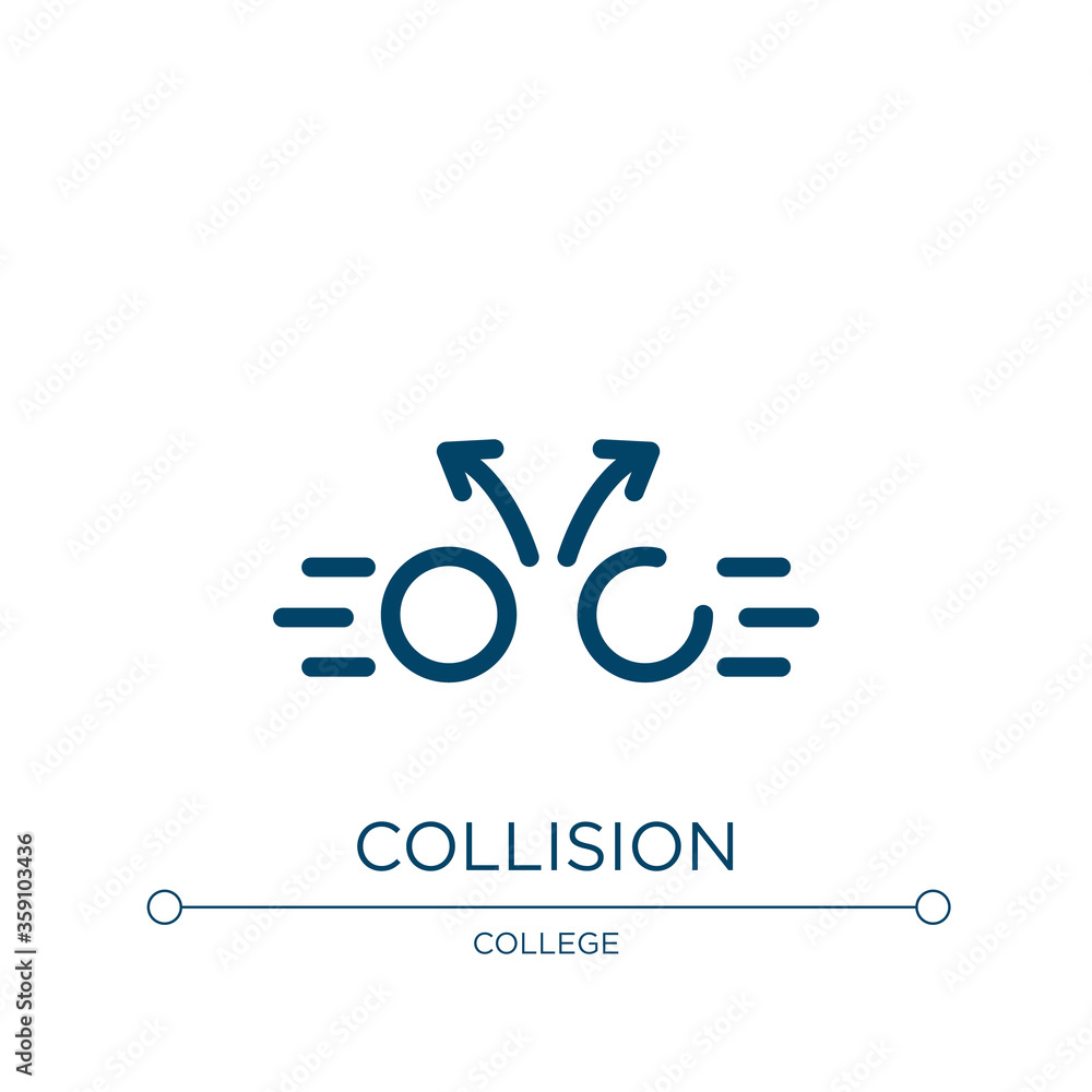 Poster collision icon. linear vector illustration from physics collection. outline collision icon vector. t
