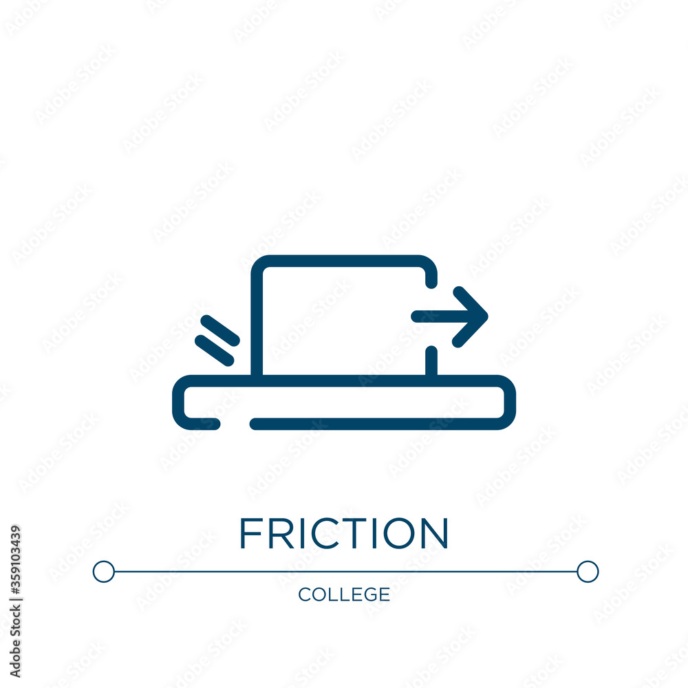 Poster friction icon. linear vector illustration from physics collection. outline friction icon vector. thi