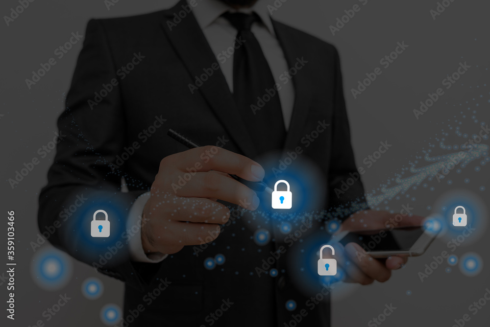 Poster graphics padlock for web data information security application system