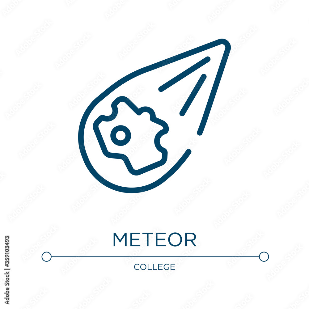 Poster Meteor icon. Linear vector illustration from science collection. Outline meteor icon vector. Thin line symbol for use on web and mobile apps, logo, print media.
