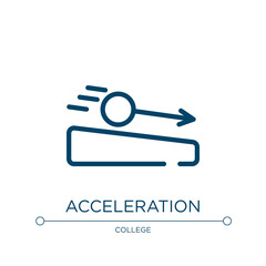 Acceleration icon. Linear vector illustration from physics collection. Outline acceleration icon vector. Thin line symbol for use on web and mobile apps, logo, print media.