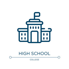 High school icon. Linear vector illustration from highschool collection. Outline high school icon vector. Thin line symbol for use on web and mobile apps, logo, print media.