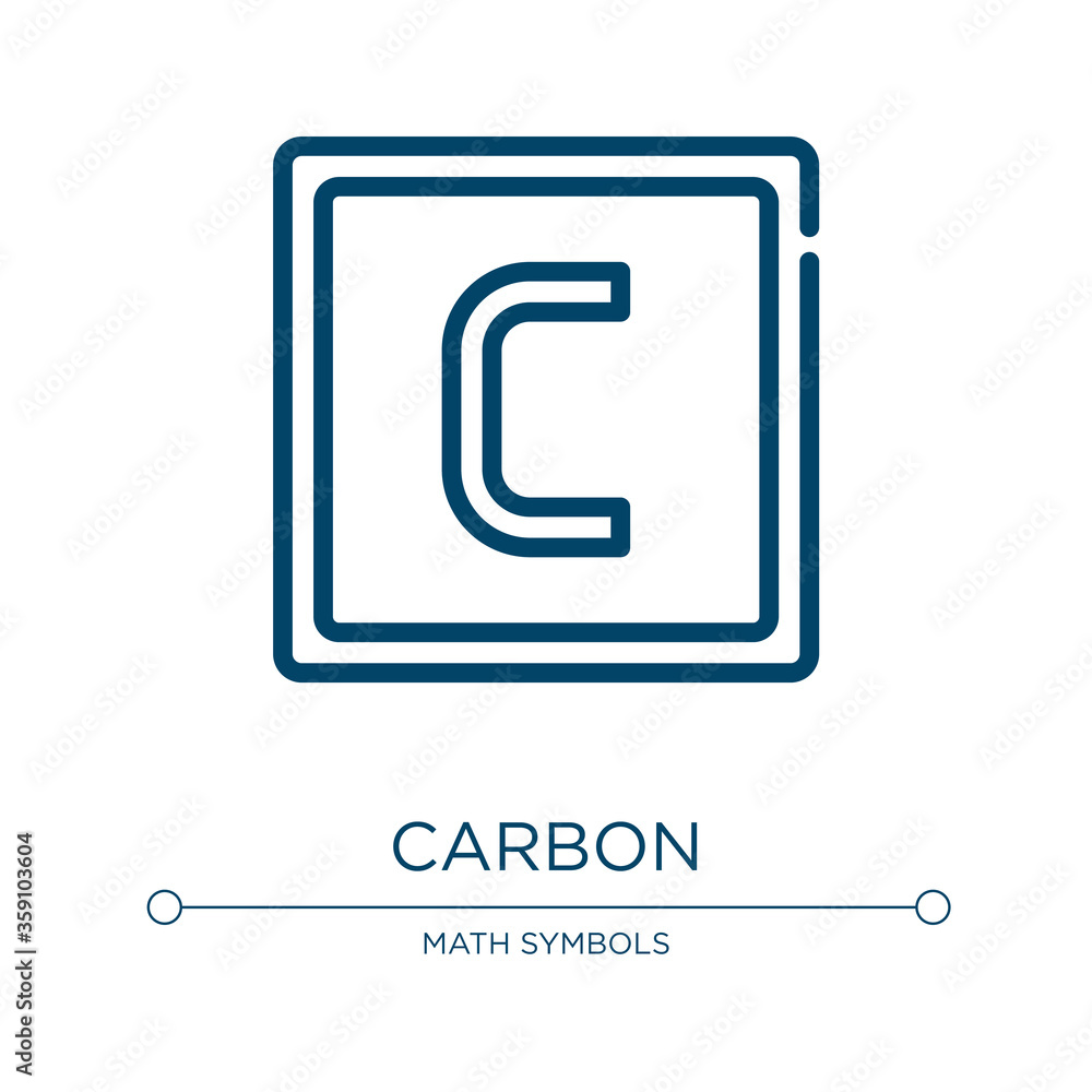 Poster carbon icon. linear vector illustration from biochemistry collection. outline carbon icon vector. th