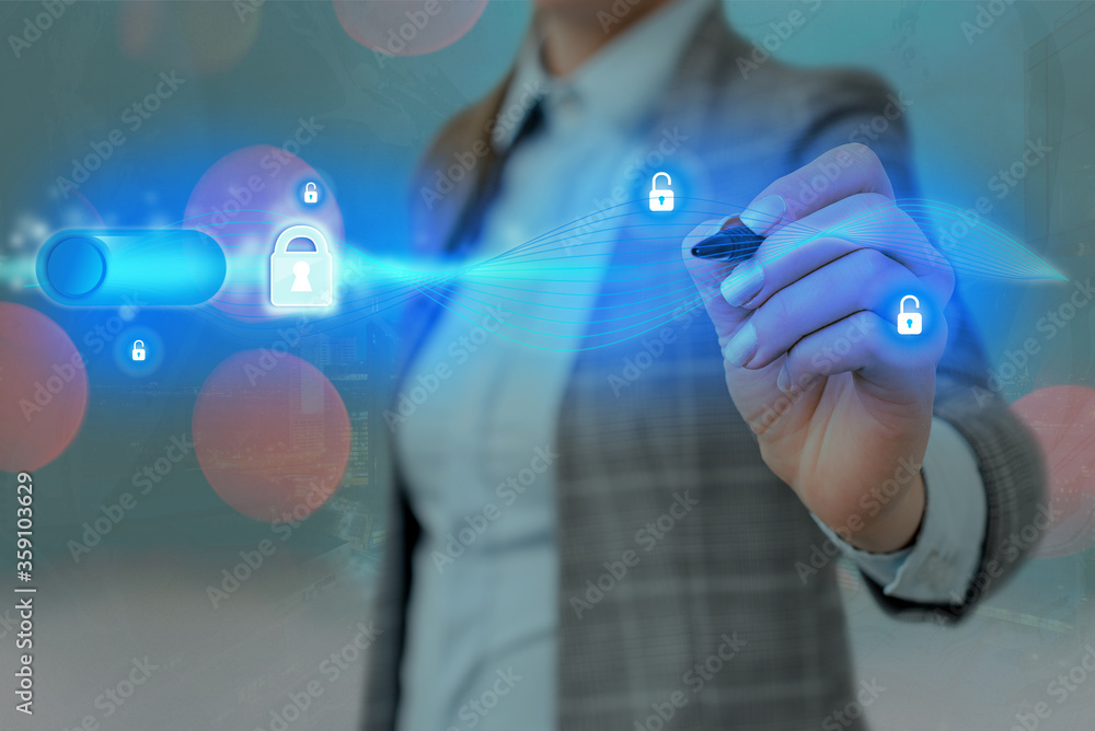 Poster graphics padlock for web data information security application system