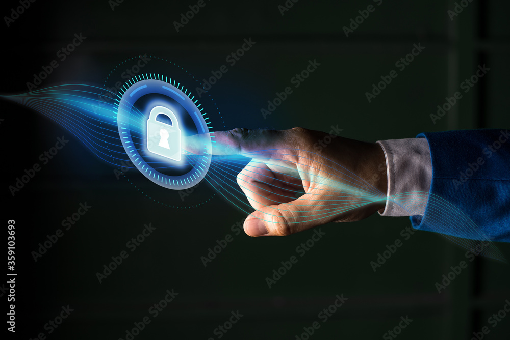 Poster graphics padlock for web data information security application system