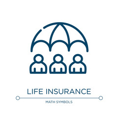 Life insurance icon. Linear vector illustration from healthy life collection. Outline life insurance icon vector. Thin line symbol for use on web and mobile apps, logo, print media.