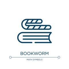 Bookworm icon. Linear vector illustration from in the library collection. Outline bookworm icon vector. Thin line symbol for use on web and mobile apps, logo, print media.