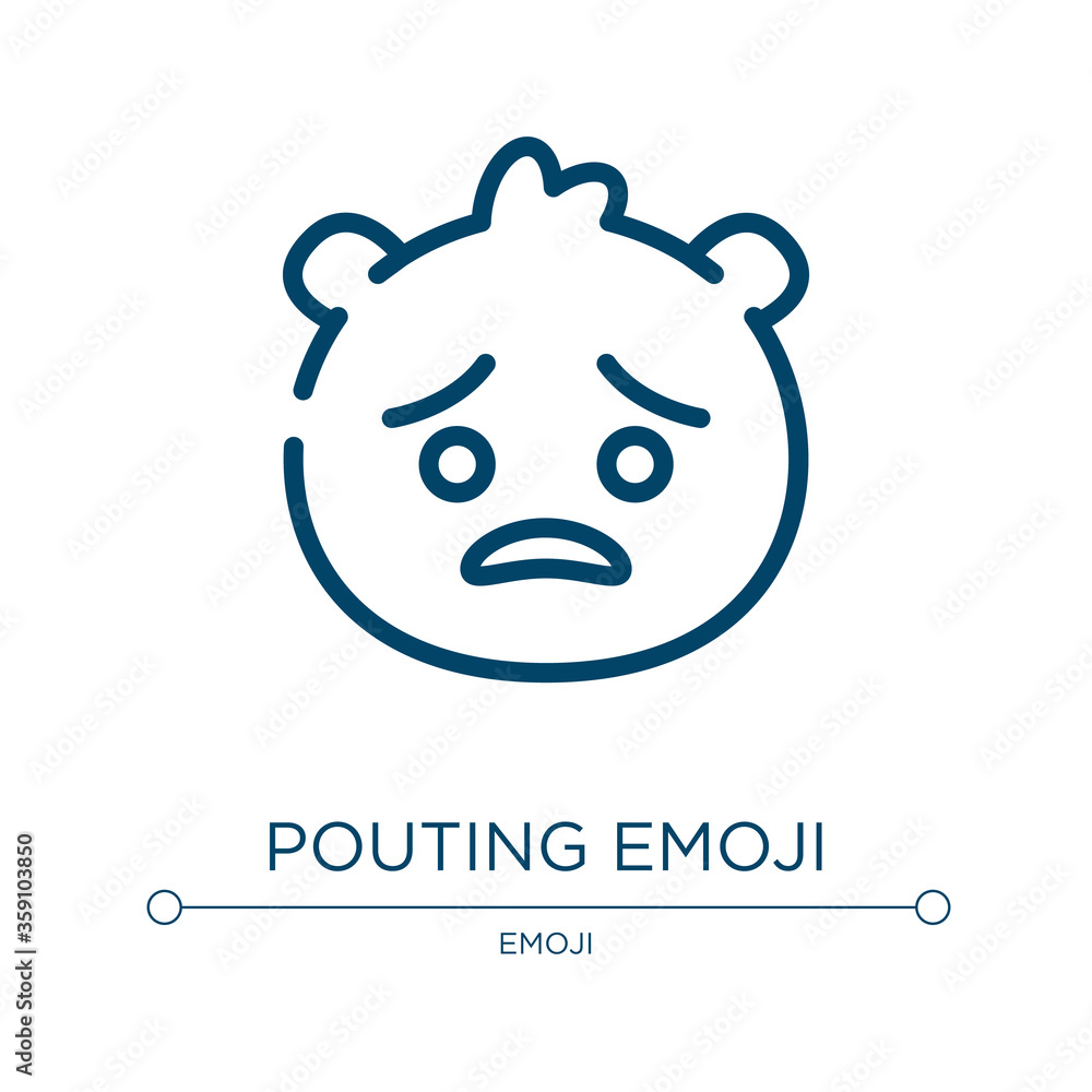 Poster Pouting emoji icon. Linear vector illustration from emoji collection. Outline pouting emoji icon vector. Thin line symbol for use on web and mobile apps, logo, print media.