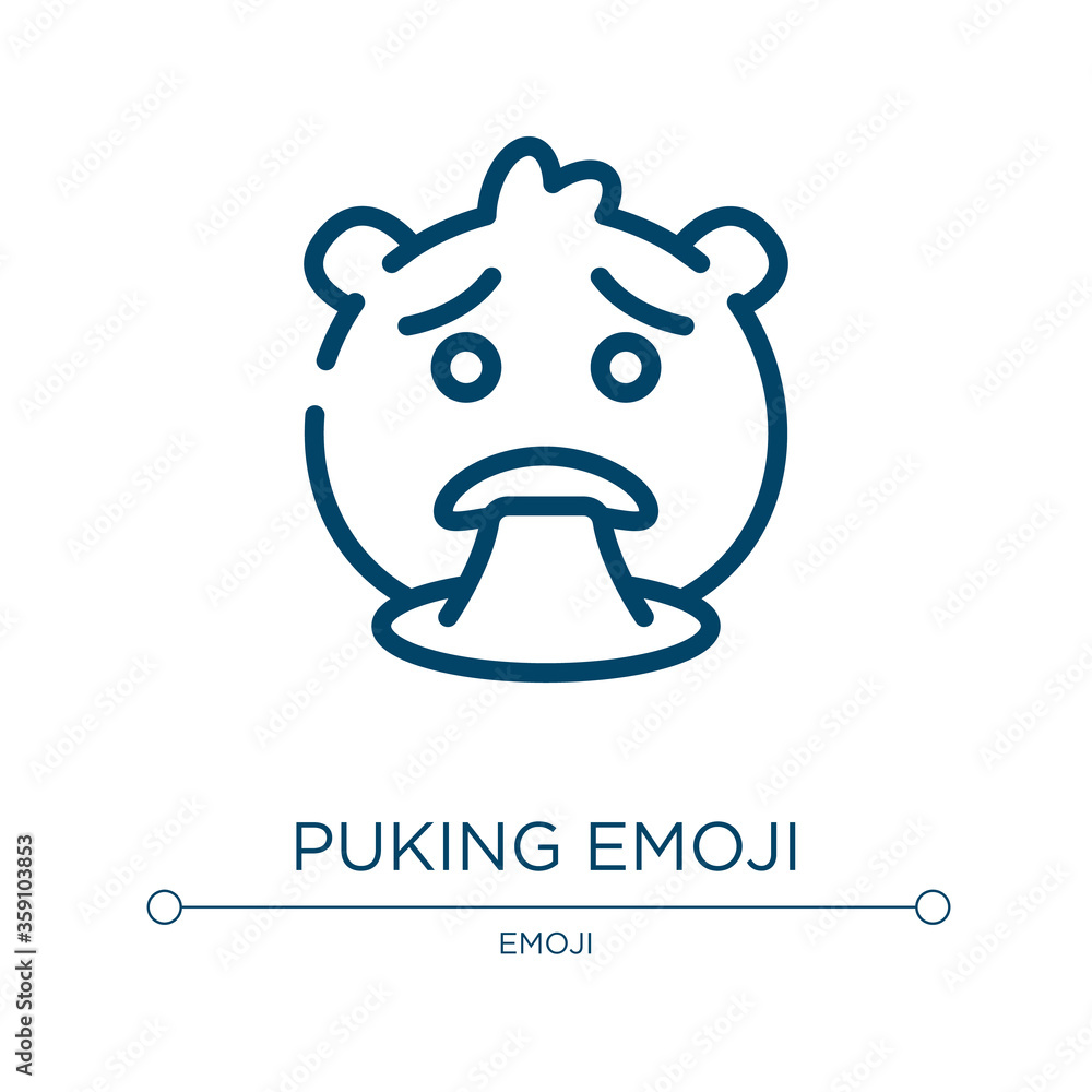 Poster puking emoji icon. linear vector illustration from emoji collection. outline puking emoji icon vecto