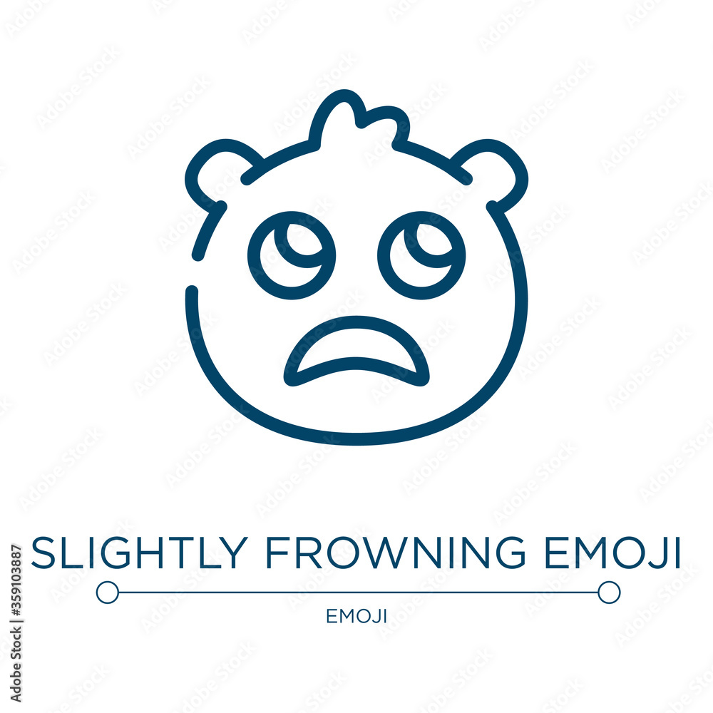 Poster slightly frowning emoji icon. linear vector illustration from emoji collection. outline slightly fro