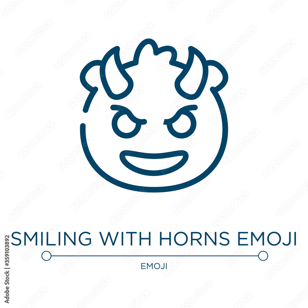 Poster smiling with horns emoji icon. linear vector illustration from emoji collection. outline smiling wit