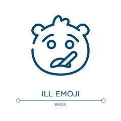 Ill emoji icon. Linear vector illustration from emoji collection. Outline ill emoji icon vector. Thin line symbol for use on web and mobile apps, logo, print media.