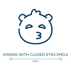 Kissing with closed eyes emoji icon. Linear vector illustration from emoji collection. Outline kissing with closed eyes emoji icon vector. Thin line symbol for use on web and mobile apps, logo, print