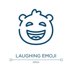 Laughing emoji icon. Linear vector illustration from emoji collection. Outline laughing emoji icon vector. Thin line symbol for use on web and mobile apps, logo, print media.