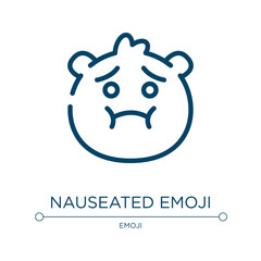 Nauseated emoji icon. Linear vector illustration from emoji collection. Outline nauseated emoji icon vector. Thin line symbol for use on web and mobile apps, logo, print media.