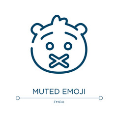 Muted emoji icon. Linear vector illustration from emoji collection. Outline muted emoji icon vector. Thin line symbol for use on web and mobile apps, logo, print media.