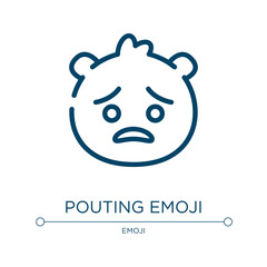 Pouting emoji icon. Linear vector illustration from emoji collection. Outline pouting emoji icon vector. Thin line symbol for use on web and mobile apps, logo, print media.