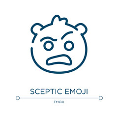 Sceptic emoji icon. Linear vector illustration from emoji collection. Outline sceptic emoji icon vector. Thin line symbol for use on web and mobile apps, logo, print media.