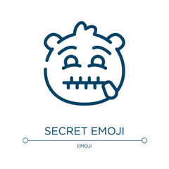 Secret emoji icon. Linear vector illustration from emoji collection. Outline secret emoji icon vector. Thin line symbol for use on web and mobile apps, logo, print media.