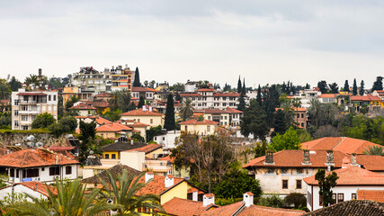 It's Panorama of the roofs in the Historic part of Antalya (Kaleici), Turkey