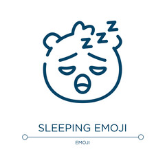 Sleeping emoji icon. Linear vector illustration from emoji collection. Outline sleeping emoji icon vector. Thin line symbol for use on web and mobile apps, logo, print media.