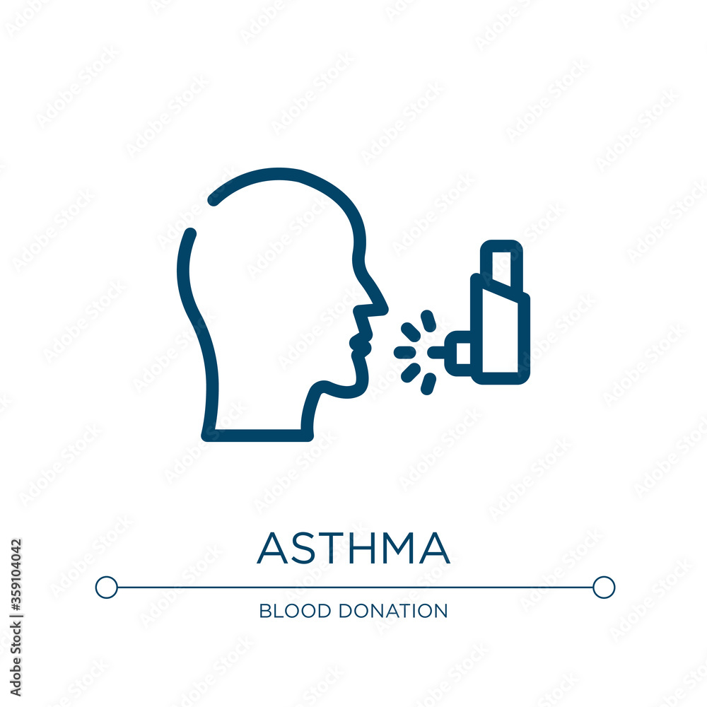 Poster asthma icon. linear vector illustration from allergies collection. outline asthma icon vector. thin 