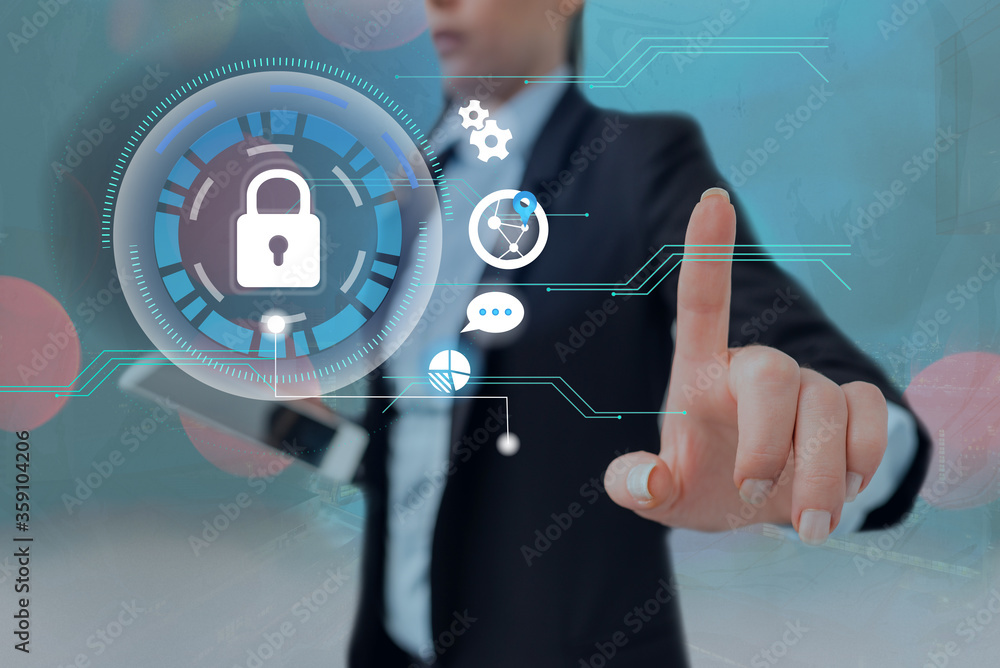 Poster graphics padlock for web data information security application system