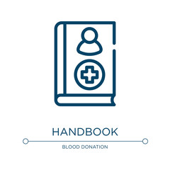 Handbook icon. Linear vector illustration from medical services collection. Outline handbook icon vector. Thin line symbol for use on web and mobile apps, logo, print media.