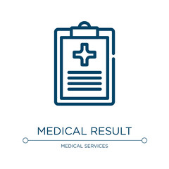 Medical result icon. Linear vector illustration from medical kit collection. Outline medical result icon vector. Thin line symbol for use on web and mobile apps, logo, print media.