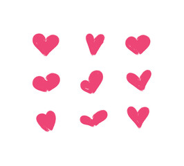 Heart doodles set. Hand drawn hearts collection. Love illustrations.