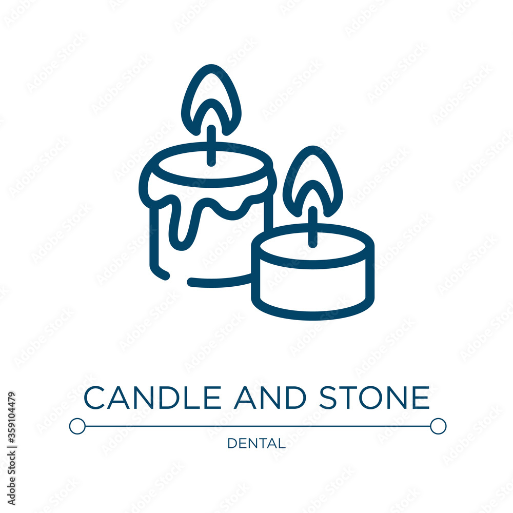 Poster candle and stone icon. linear vector illustration from relaxing in a spa collection. outline candle 
