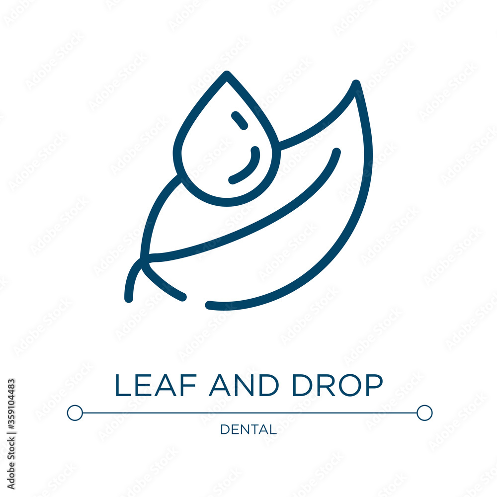 Poster leaf and drop icon. linear vector illustration from relaxing in a spa collection. outline leaf and d