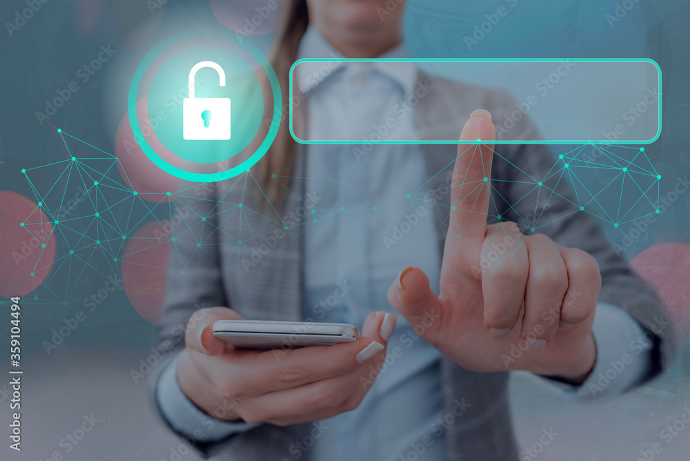 Poster graphics padlock for web data information security application system
