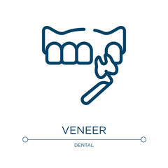 Veneer icon. Linear vector illustration from dental collection. Outline veneer icon vector. Thin line symbol for use on web and mobile apps, logo, print media.