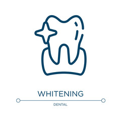 Whitening icon. Linear vector illustration from dental collection. Outline whitening icon vector. Thin line symbol for use on web and mobile apps, logo, print media.