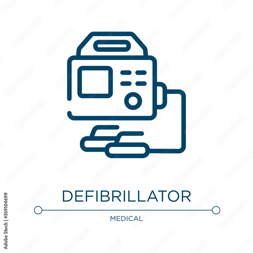 Poster defibrillator icon. linear vector illustration from medicine collection. outline defibrillator icon 