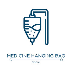 Medicine hanging bag icon. Linear vector illustration from medicine collection. Outline medicine hanging bag icon vector. Thin line symbol for use on web and mobile apps, logo, print media.