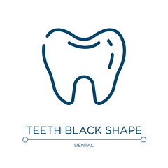 Teeth black shape icon. Linear vector illustration from medicine collection. Outline teeth black shape icon vector. Thin line symbol for use on web and mobile apps, logo, print media.