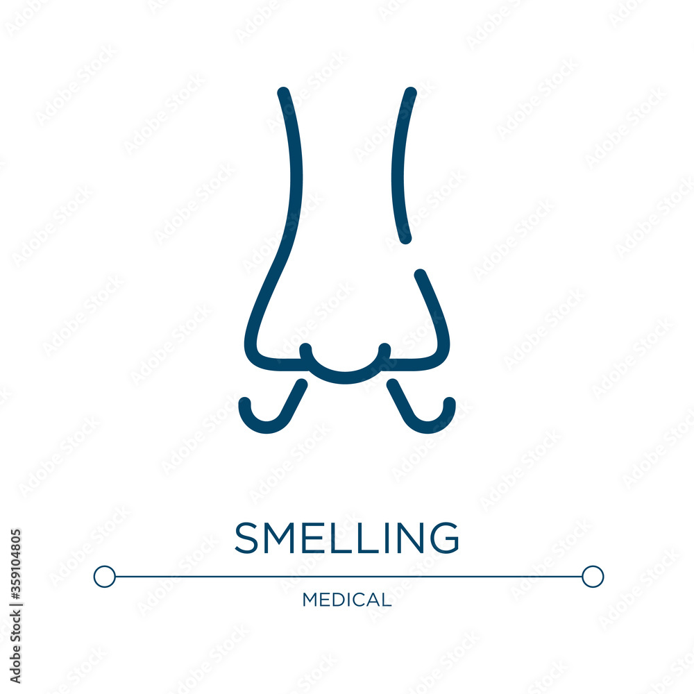Poster smelling icon. linear vector illustration from health collection. outline smelling icon vector. thin