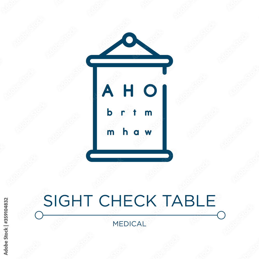 Aufkleber sight check table icon. linear vector illustration from medical instruments collection. outline sigh