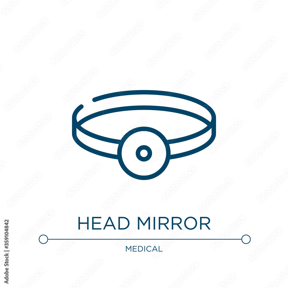 Poster head mirror icon. linear vector illustration from medical instruments collection. outline head mirro