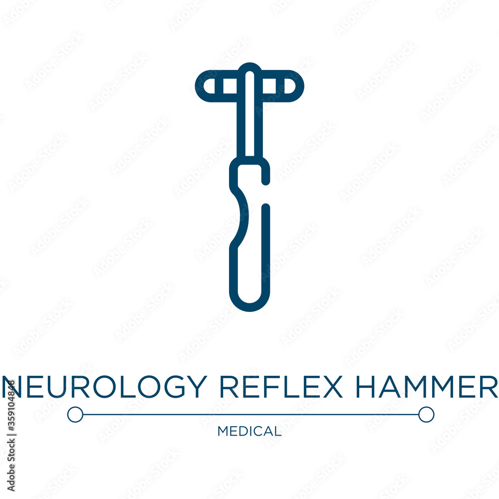 Poster neurology reflex hammer icon. linear vector illustration from medical instruments collection. outlin