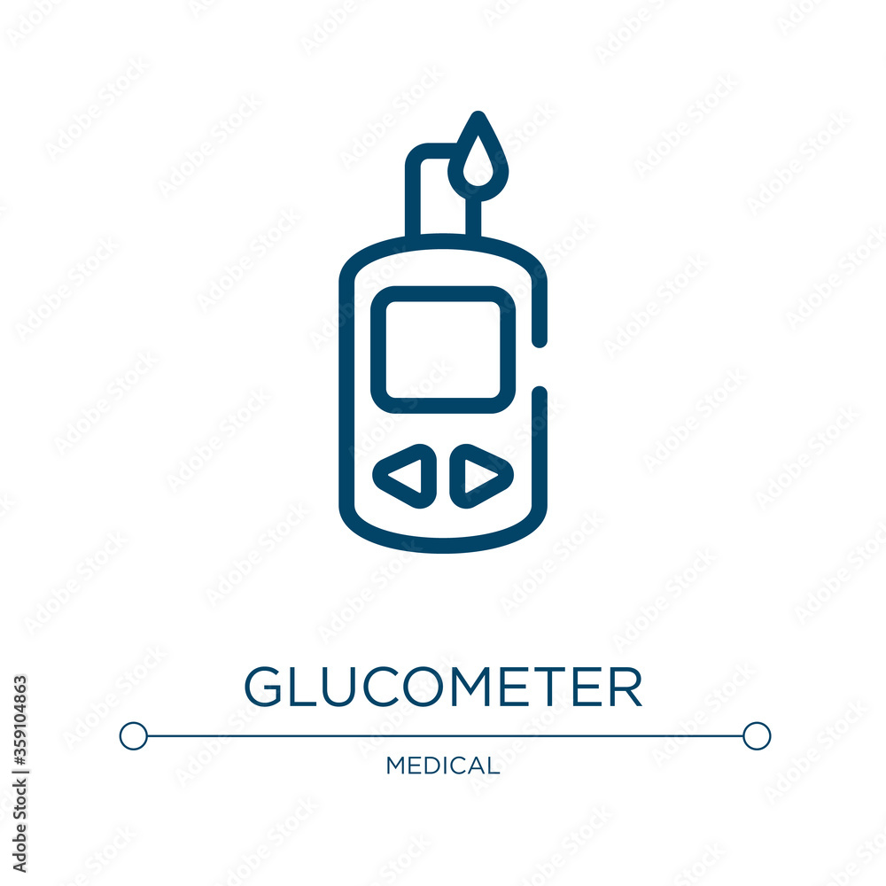 Poster glucometer icon. linear vector illustration from medical and health collection. outline glucometer i