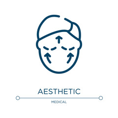 Aesthetic icon. Linear vector illustration from plastic surgery collection. Outline aesthetic icon vector. Thin line symbol for use on web and mobile apps, logo, print media.