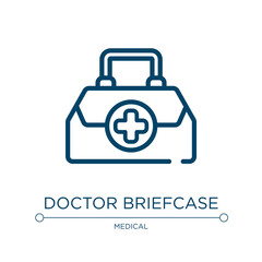 Doctor briefcase icon. Linear vector illustration from medical instruments collection. Outline doctor briefcase icon vector. Thin line symbol for use on web and mobile apps, logo, print media.