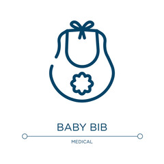 Baby bib icon. Linear vector illustration from baby collection. Outline baby bib icon vector. Thin line symbol for use on web and mobile apps, logo, print media.